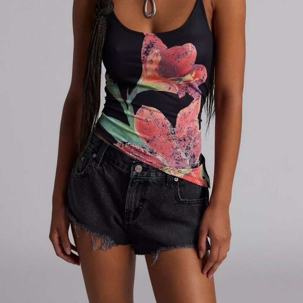 NWT Urban Outfitters BDG Lola Destroyed Black Denim Micro Shorts